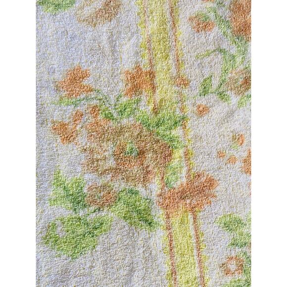 Retro Cannon Mod Yellow Orange Green Floral Bath Towel Fringe Cotton Vintage Flo - Picture 5 of 12